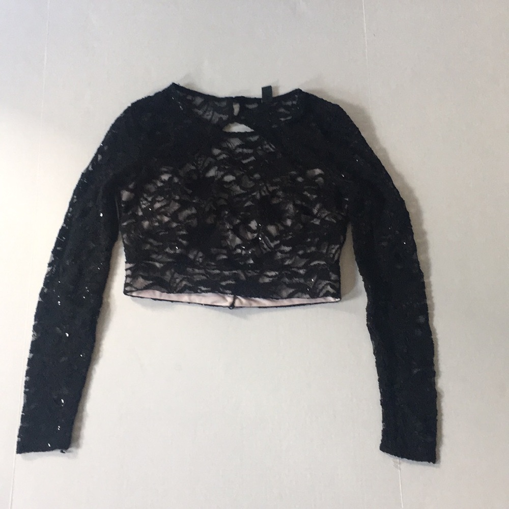 Black and Pink Windsor Backless Lacey Crop Top